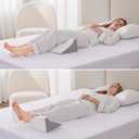 Bedluxe Wedge Pillow for Side Sleeping, Comfort Foam Back Pillow for Side Sleeper, Bed Wedges & Body Positioners for After Surgery, Pregnancy Support, Back Pain, Preventing Bedsores, White/Grey