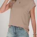 ANRABESS Women Cap Sleeve Tops 2026 Trendy Summer Loose Fit Cute Basic T Shirts Business Dressy Casual Outfits Clothes Khaki Medium (Brown, M)