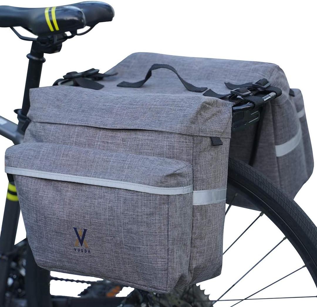 Bike Pannier Bag - 30L Bicycle Bag with Reflective Trim, Water-Resistant Bike Rear Seat Saddle Bags (Grey), S