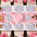 96Pcs 13th Birthday Party Decorations for Girls Teenager Plates and Napkins Iridescence Silver Pink 13th Tableware for Teenager Girls Thirteen Birthday Party Decorations Serve 24