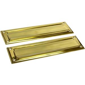 QCAA Solid Brass Mail Slot, with Solid Brass Interior Back Plate, 13" x 3.625", Polished Brass, 1 Pack, Made in Taiwan