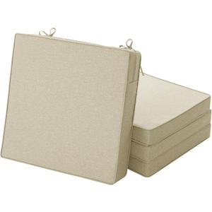 Outdoor Chair Cushions, Set of 4, 19 x 19 Inch, Beige