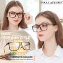 MARE AZZURO Oversized Reading Glasses Women Large Head Readers 1.0 1.25 1.5 1.75 2.0 2.25 2.5 2.75 3.0 3.5 4.0 5.0 6.0 (Brown)