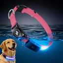 LED AirTag Dog Collar - Brightest Light Up Dog Collars - IP68 Waterproof Air Tag Dog Collar Holder - 1,600 Feet of High Visibility - Magnetic Charging - Dog Lights for Night Walking, Pink L