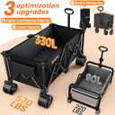 Collapsible Wagon Carts Foldable 570LBS Beach Wagon with Big All-Terrain Wheels Weight Capacity Heavy Duty Utility Carts with Cup Holders for Garden, Camping, Grocery, Sports Black
