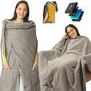 ZonLi Electric Wearable Heated Blanket, 2-in-1 Design Portable Cordless Heated Blankets Battery Operated Heated Shawl Blanket, Rechargeable Power Bank for Home, Office, Travel, Gift for Christmas (Grey)