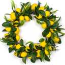 Lemon Wreath - Yellow Lemon with Artificial Green Leaves Wreath for Home Holiday Front Door Decor (20inch)