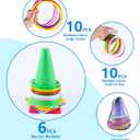 OBTANIM 26 Pcs Plastic Colorful Cones Ring Toss Combo Set Outdoor Carnival Games for Kids Adults Birthday Party Throwing Backyard Games