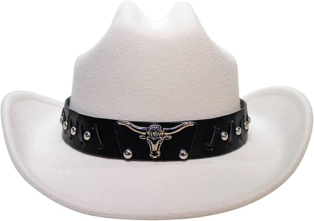 Beige Cowboy Hats for Men & Women with Western Hat Bands, Ideal for Rodeo Parties, Adjustable Fit