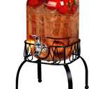 Estilo Gallon Drink Dispenser with Stand - Glass Beverage Dispenser with Stand for Weddings - Sun Tea Jar with Spigot 1 Gallon - Countertop Glass Water Dispenser for Lemonade and Parties