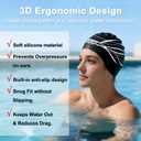 Extra Large Black Silicone Swim Cap for Long Hair - Odor-Free with 3D Ear Protection, Non-Slip Ultimate Fit for Women & Men Adults