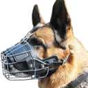 Dog Muzzle for Large Dogs, German Shepherd Muzzle with Adjustable Leather Straps and Soft Pads (L)