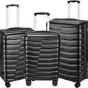 Lightweight Luggage with Spinner Wheels & YKK Zipper, Hard Shell 3-Piece Suitcase ABS+PC Hardside Luggage Set with TSA Lock for Men Travel, Black (20+24 inch)