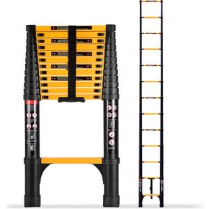 16.5 FT Telescoping Ladder, Aluminum Extension Ladder, 330 lbs Load Capacity, Multi-Purpose Collapsible Ladder for Home and Work; Yellow