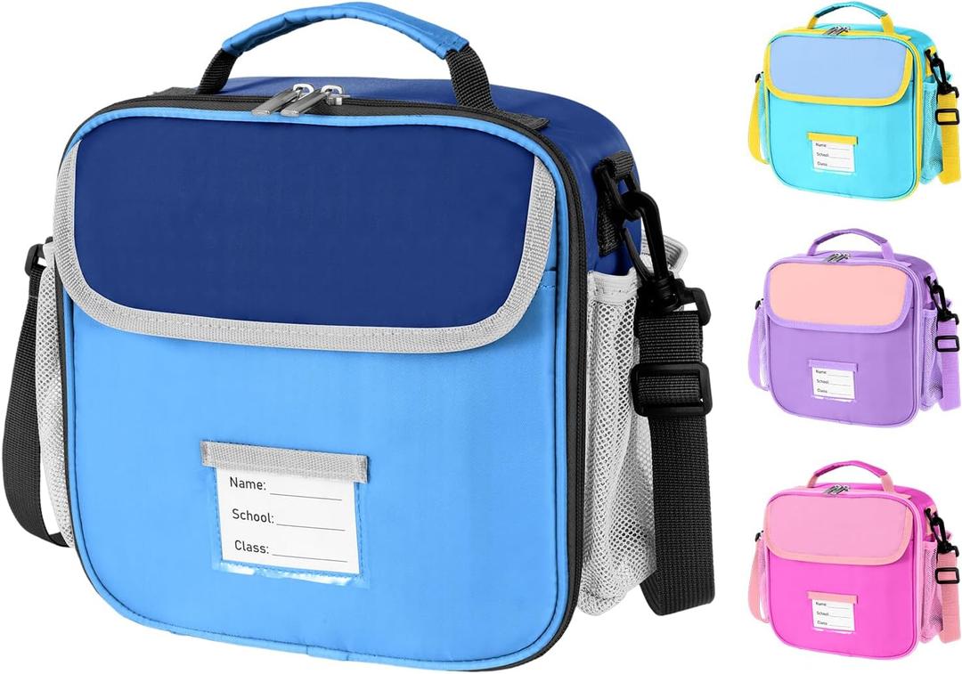 Lunch Bag for Kids Insulated Lunch Boxe for Boys Girls Small Reusable Cooler Tote Lunchbag Back to School Cute Lunchbox for Teens (dark blue)