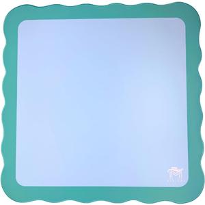 Generic Standard Mahjong Mat (4 Color Combinations) | Scalloped Edges & Bright Colors | 31"" x 31"" (Blue Center- Green Scallop)