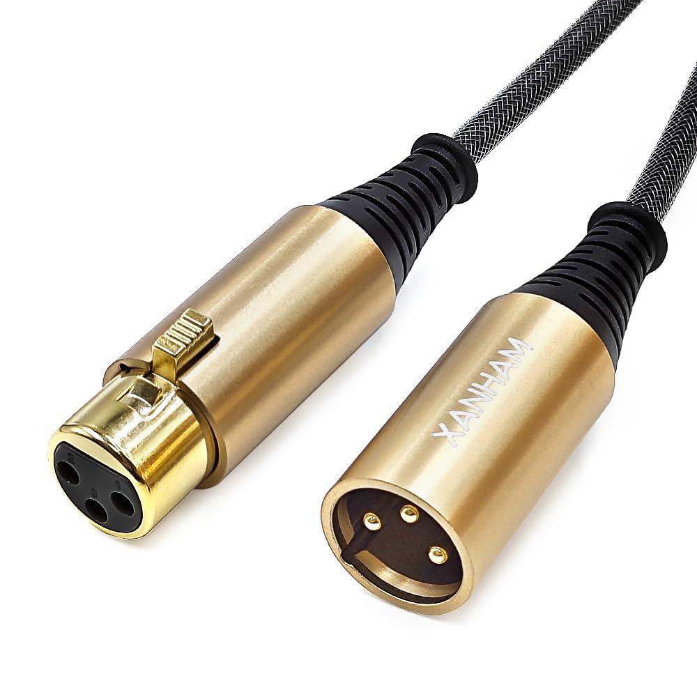 XLR Cable 10 Feet/3 Meter 3 Pin Microphone Female to Male Balanced Shielded Cable, Fibre Braiding with 22AWG Oxygen-Free Copper(OFC) Mic Cord for Speaker and Audio System