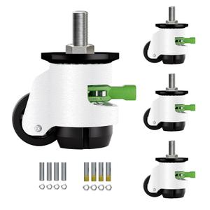 Heavy Duty Caster Wheels Set of 4, Leveling Stem Casters with Retractable Wheels 2200 Lbs Total Capacity, 1/2" & M12 Stem Sizes Adjustable with Ratchet Handle for Workbench, Machinery & Equipment