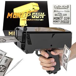 Money Gun Shooter  RUVINCE Gold Money Gun for Movies That Look Real, Prop Gun Make it Rain, Handheld Cash Gun for Game Movies Party