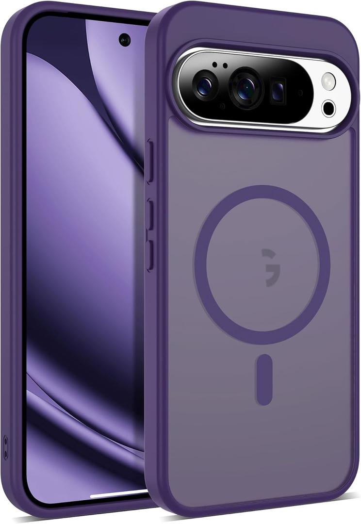 Compatible with Google Pixel 10 Pro XL Case with Magnetic [Compatible with Mag-Safe][Military Grade Drop Protection] Slim Translucent Matte Phone Case with Anti-Fingerprint Tech, Purple