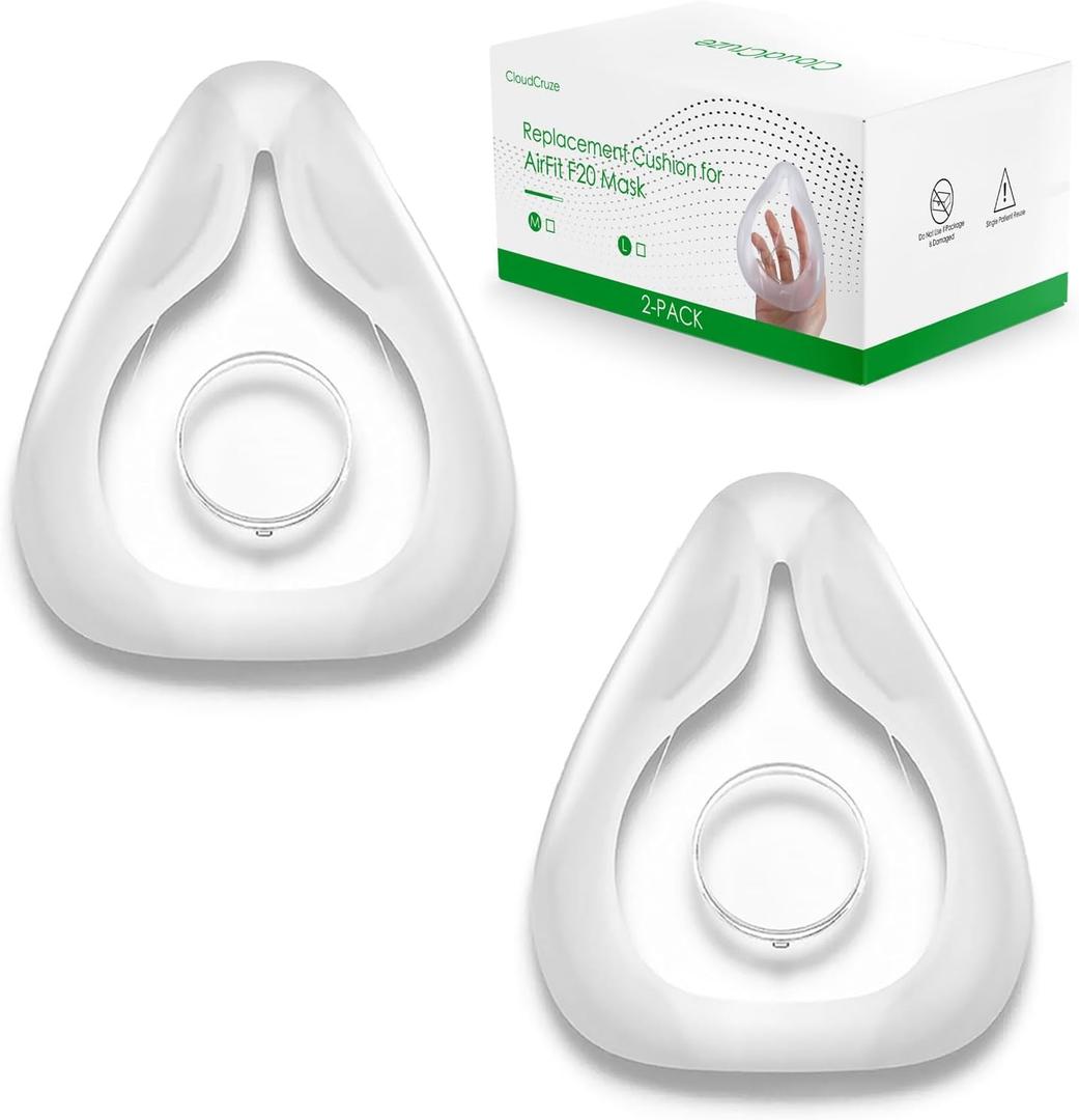 Replacement Cushion for AirFit F20 Mask Medium, FSA & HSA Eligible, 2-Pack Compatible with Original F20 Frame, Reliable Seal & Perfect Fit for Full Face Mask