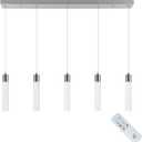 Pendant Light Kitchen Island with Remote Control - Brushed Nickel Adjustable Height Kitchen Island Light, 3000K/4000K/6000K Dimmable LED Handing Light for Dining Room, Bar, Hallway