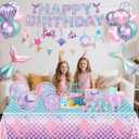 Mermaid Birthday Decorations Include Plates, Napkins, Cups, Cutlery, Hanging Swirls, Banner, Cake & Cupcake Toppers, Balloons, Tablecloth for Mermaid Party Decorations, Serve 20