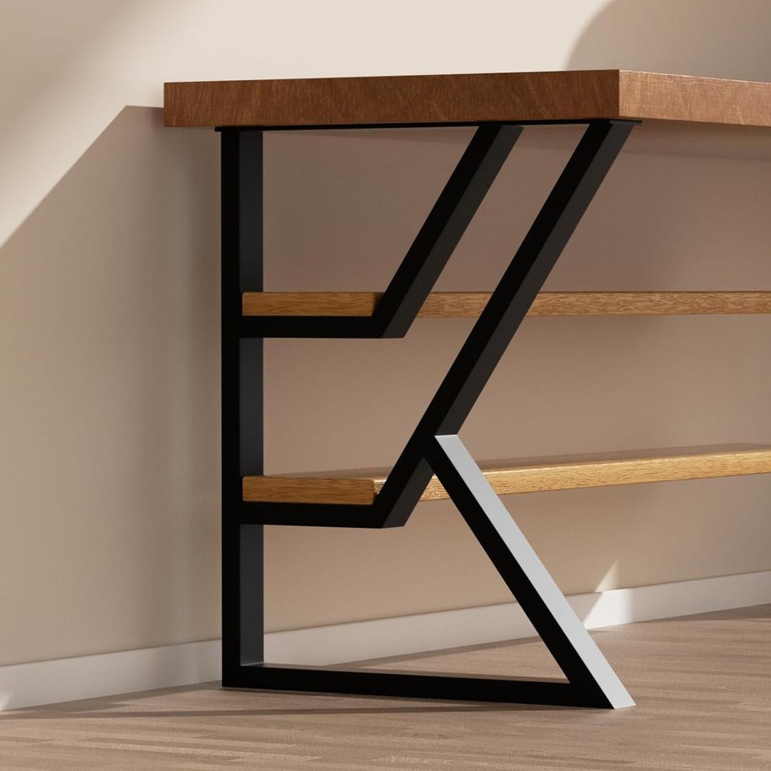 Upgraded 3 Tier Table Legs 30 inch x 24 inch, K-Shaped Desk Legs, Heavy Duty Metal Legs for Table, Black Furniture Leg for Dining Table Office Computer Desk (Set of 2)