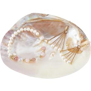 SUPERFINDINGS Natural Shell Jewelry Dish Tray Seashell Ring Holder 14.2x10.8cm/5.6x4.3inch Decorative Trinket Dish Stand for Earring Necklace Organizer Holder