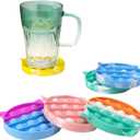 Silicone Pop Fidget Coasters Set of 6 - Cup Coasters for Hot or Cold Drink - Coffee Table Decor Non-Slip (Dazzling)