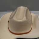 AQOKKA Western Cowboy Hats for Women Classic Felt Wide Brim Fedora Hat with Belt Buckle Retro Panama Hat Unisex Rolled up Cap