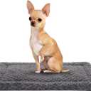 Washable Dog Bed Mat Reversible Dog Crate Pad Soft Fluffy Pet Kennel Beds Dog Sleeping Mattress for Large Jumbo Medium Small Dogs, 24 x18 Inch, Gray 