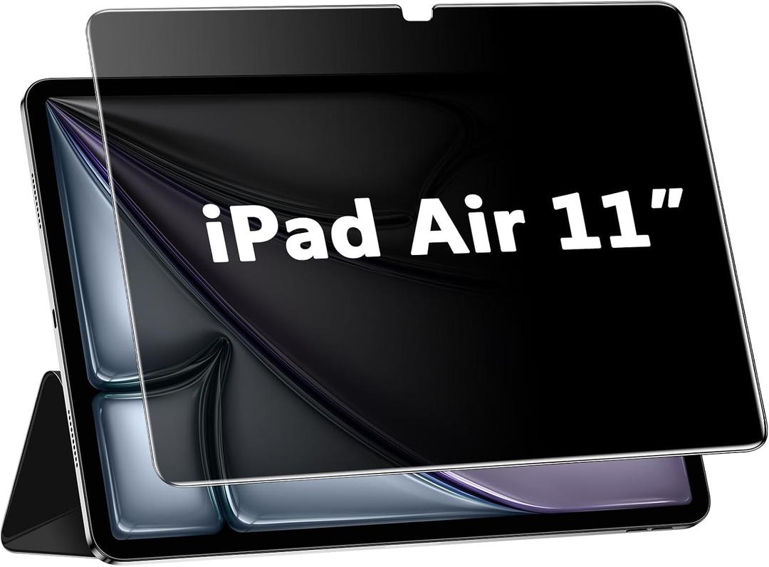 Privacy Screen Protector for iPad Air 11 Inch M4/M3/M2, (2026/2025/2024, 8th/7th/6th Gen), Anti-Spy 9H Tempered Glass, Anti-Scratch, Bubbles Free