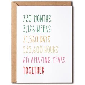 60Th Anniversary Card - Funny 60 Years Wedding Anniversary Card - Tenth Anniversary Card For Him Her - Gift Perfect For Husband Wife