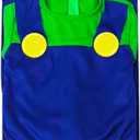 Super Brothers Adult Plumber Costume with Hat, Gloves, Moustache, L