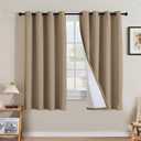 H.VERSAILTEX Linen Curtains 100% Blackout Curtains for Bedroom 63 inch Long Full Light Blocking Nature Linen Blended Window Curtains for Living Room Nickel Grommet (2 Panels, Heathered Macchiato)