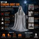 Fun Express Spooky Standing Ghost Girl Animated Halloween Decoration, 5.7ft