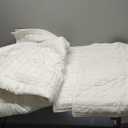 RECYCO Luxury Velvet Quilt Set Full Queen Size, Lightweight Velvet Comforter Set, Oversized Bedspread Coverlet Quilted Bedding Set, with 2 Matching Pillow Shams, for All Season, Cream White