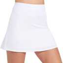 M MOTEEPI 16" Tennis Skirts for Women Pleated Golf Athletic Skorts Skirts with Shorts Pockets Running Pickleball Summer (X-Large, White)