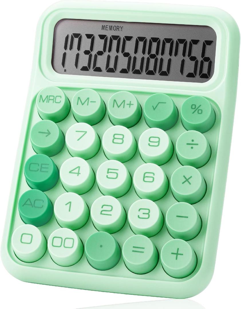 Mr. Pen- Mechanical Switch Calculator, 12 Digit Large LCD Display, Green with Big Buttons, Mechanical Switch Calculator for Home, School, Office