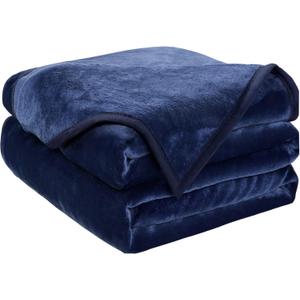 EASELAND Soft Queen Size Blanket Warm Fuzzy Microplush Lightweight Thermal Fleece Blankets for Couch Bed Sofa,90x90 Inches,Dark Blue