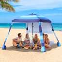 Beach Cabana,Spacious 7.2 x 7.2 FT Beach Cabana Provides Ample Shade for 5-6 People, Perfect for Family Outings; Features 3 Side Curtains for Enhanced Privacy and Wind Protection