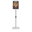 Adjustable Sign Stand Holder, 8.5 x 11 Inch Poster Stand with Extra Heavy Duty Square Metal Base, Vertical or Horizontal Outdoor Floor Standing Indoor Display Holder for Restaurant, Silver