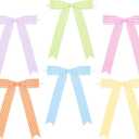 Riceshoot 24 Pcs Gingham Ribbon Bows 5x7 Inch Buffalo Plaid Twist Tie Bows Check Pre Tied Bow Ribbon Gift Bows for Cake Wrapping Treat Bags Wedding Baby Shower(Spring Color,1inches)