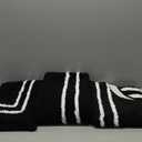 Uphome 3-Piece Black Bathroom Mat Set, Non-Slip, Machine Washable, Soft Shaggy Microfiber Absorbent Bath Mat Set with U Shaped Toilet Mat for Tub, Shower (18x25+18x47+U Shape 20x24 inch)