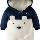 Fairy Baby Newborn Baby Snowsuit Bear Onesie Romper Winter Warm Coat Infant Fleece Footie Jumpsuit for Girls Boys 0-18M (9-12 Months)