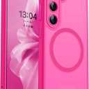 CANSHN Designed for Samsung Galaxy S23 Case [Full Camera Protection] [Compatible with MagSafe] Translucent Matte Shockproof Protective Phone Cover 6.1 Inch - Hot Pink