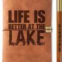 InnoBeta Lake Gifts for Women/Men, Journal Notebook with Pen and Pen clip 7.87 x 4.7 Cover, 4 x 7.5 Pages (Inches), Lake Life Gifts for Birthday, Christmas