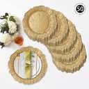 MAONAME 13" Gold Charger Plates Set of 50, Reef Plate Charger Bulk, Round Chargers for Dinner Plates, Plastic Table Chargers for Wedding Decor