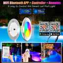 60W 10" Smart Pool Lights for Inground Pool with Triple Control (WiFi Bluetooth APP/Remote/Controller), Led Color Changing Underwater Swimming Pool Light for 10" Large Wet Niches - 120Ft